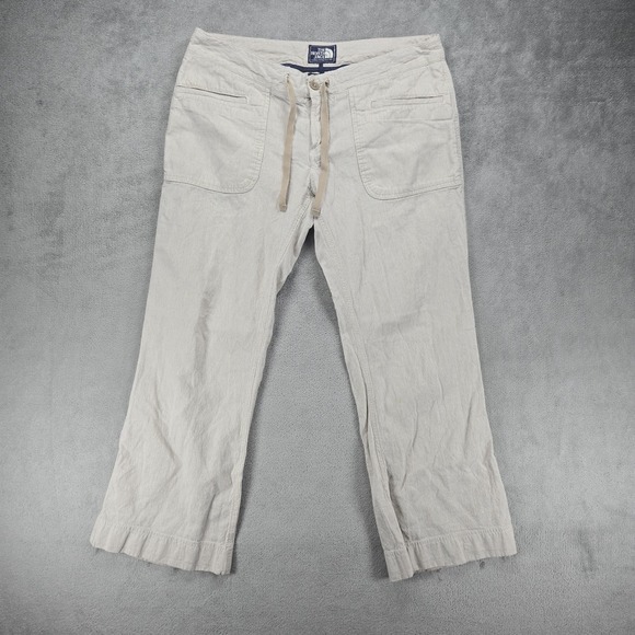 The North Face Pants Womens 12 Gray Linen Cotton Blend Drawstring Casual Outdoor - Picture 1 of 8